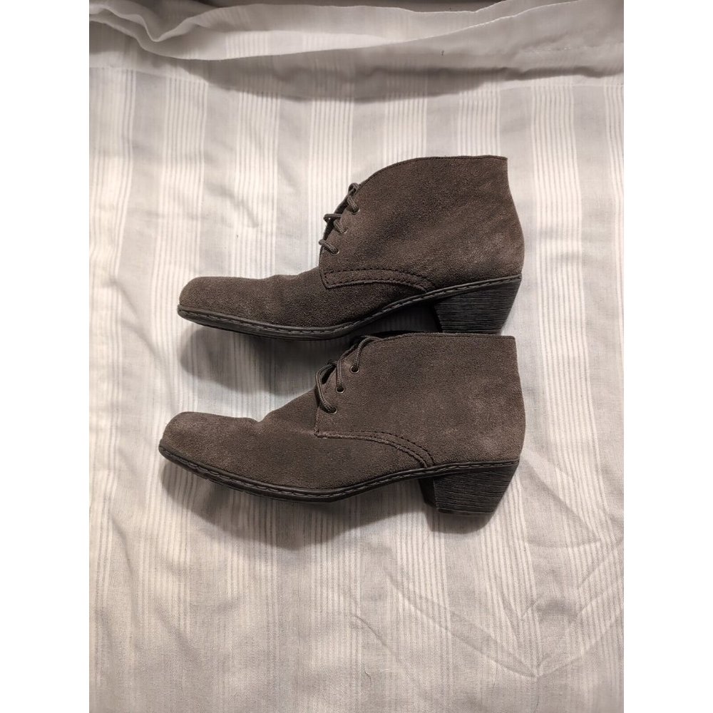 Reiker Gray Leather Suede Lace Up Booties Women's Size 38/US 7